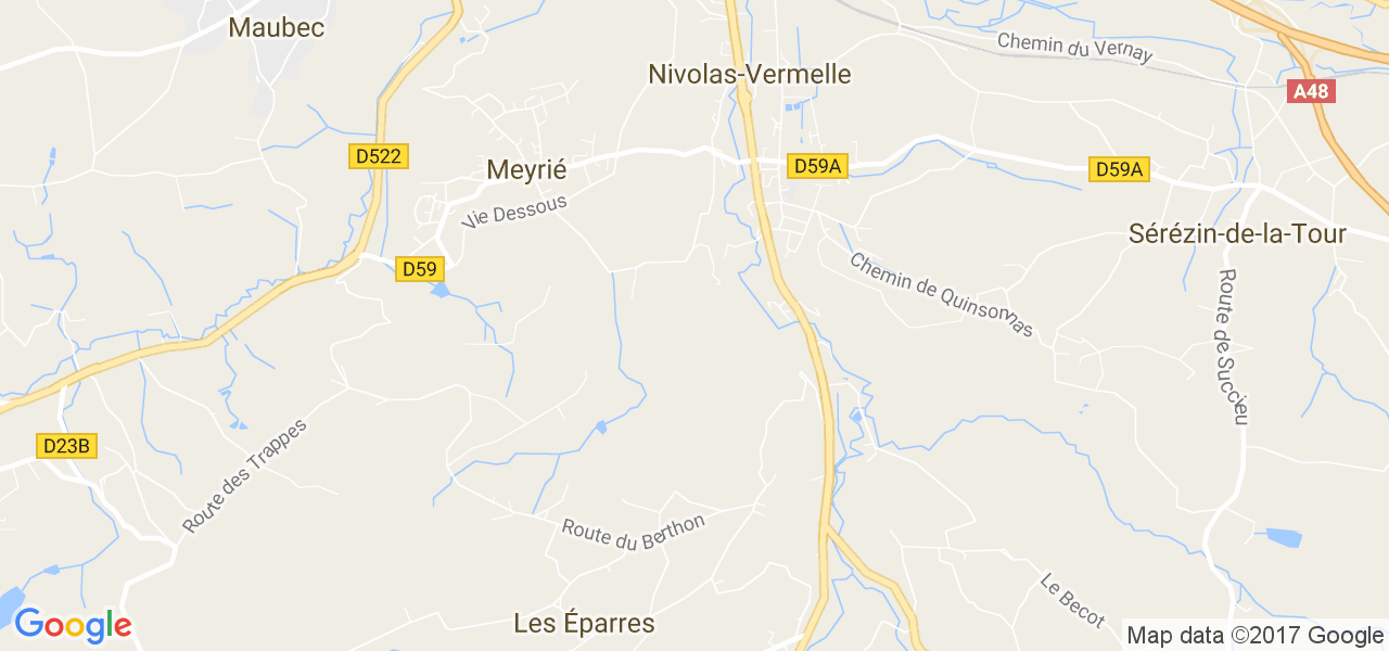 map de la ville de Nivolas-Vermelle