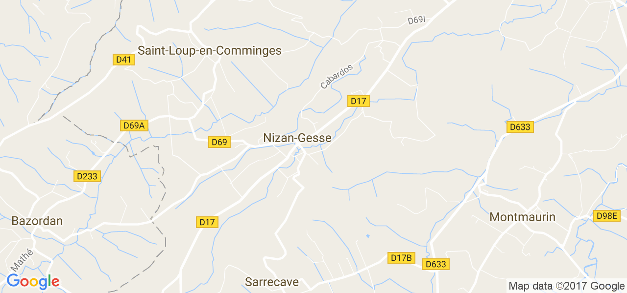 map de la ville de Nizan-Gesse