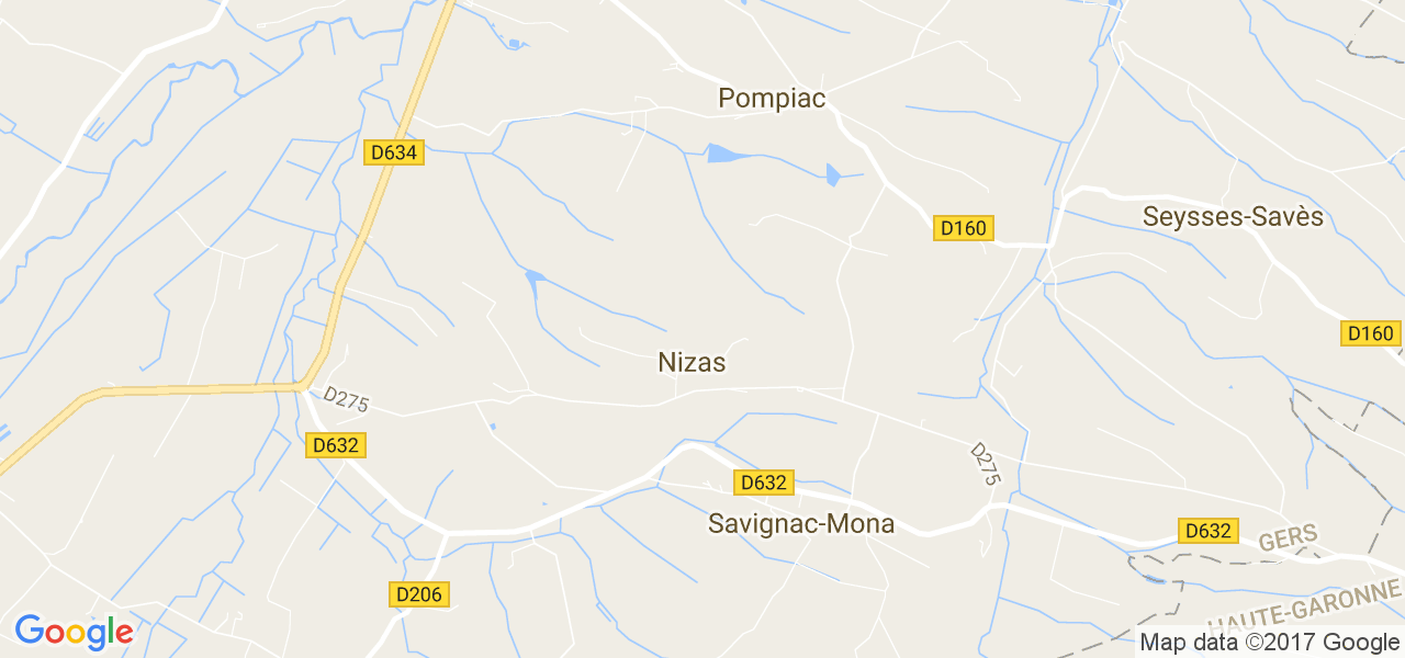 map de la ville de Nizas