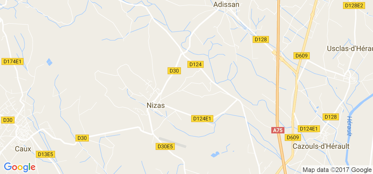 map de la ville de Nizas