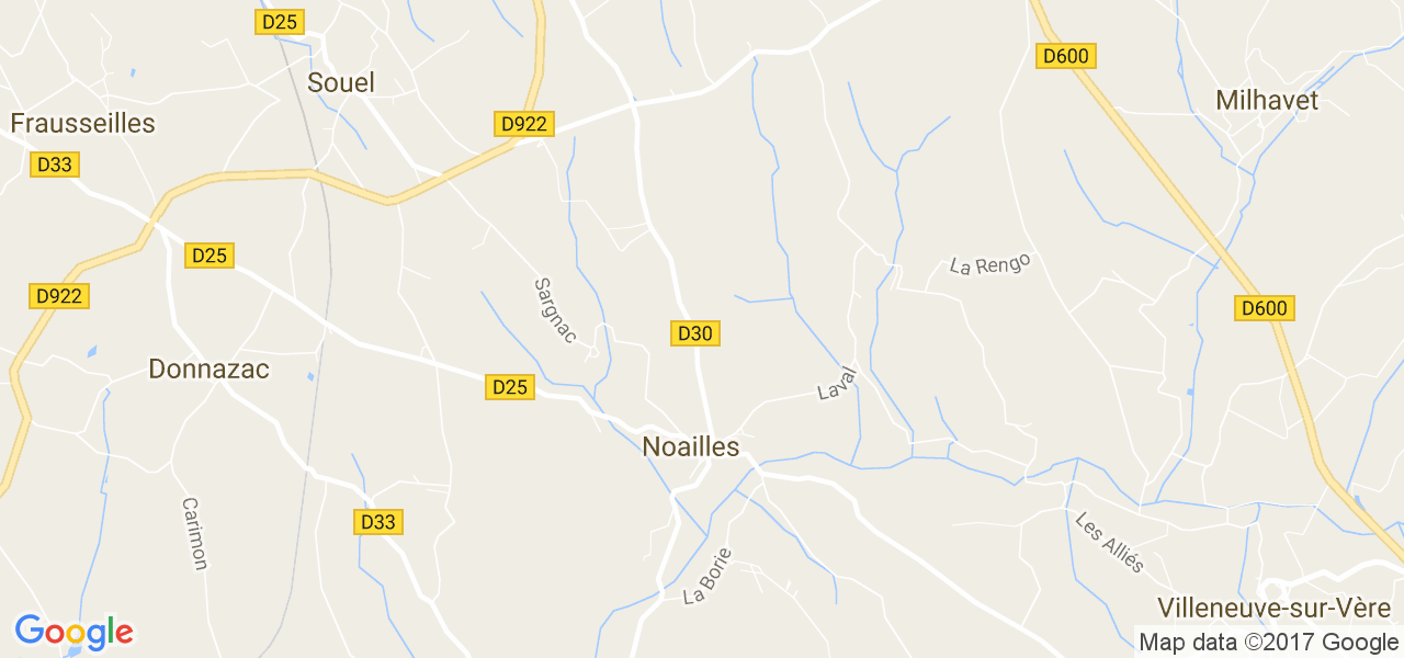 map de la ville de Noailles