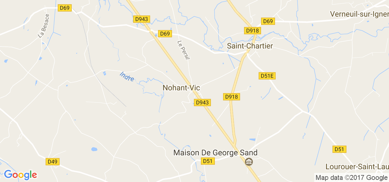 map de la ville de Nohant-Vic