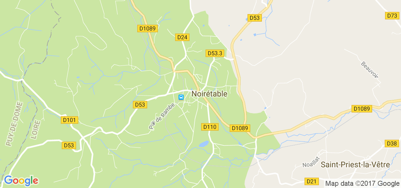 map de la ville de Noirétable