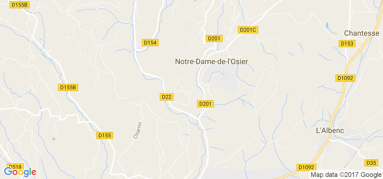 map de la ville de Notre-Dame-de-l'Osier