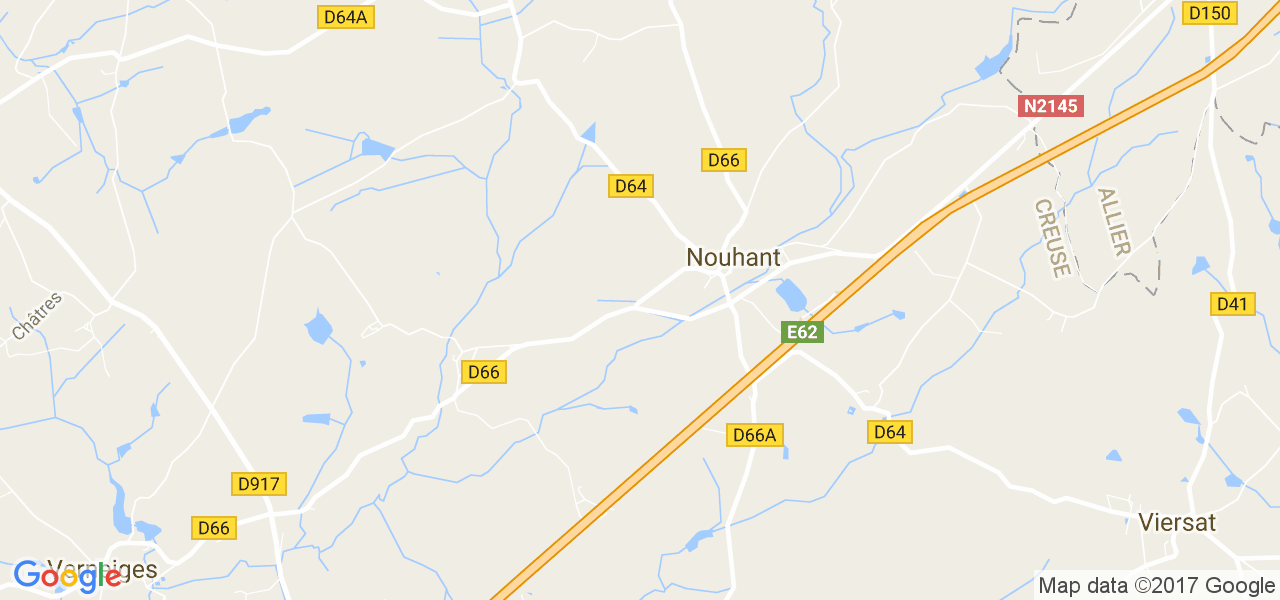 map de la ville de Nouhant