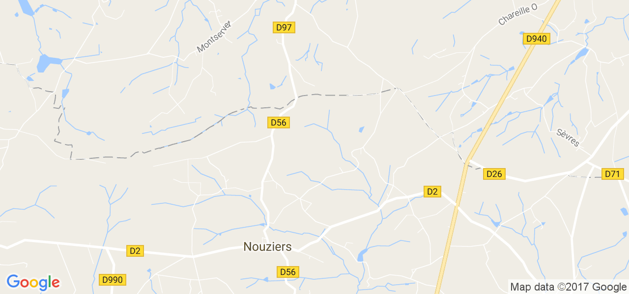 map de la ville de Nouziers