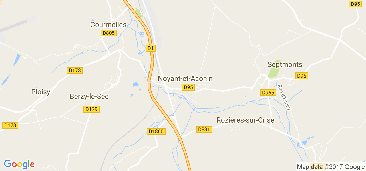 map de la ville de Noyant-et-Aconin