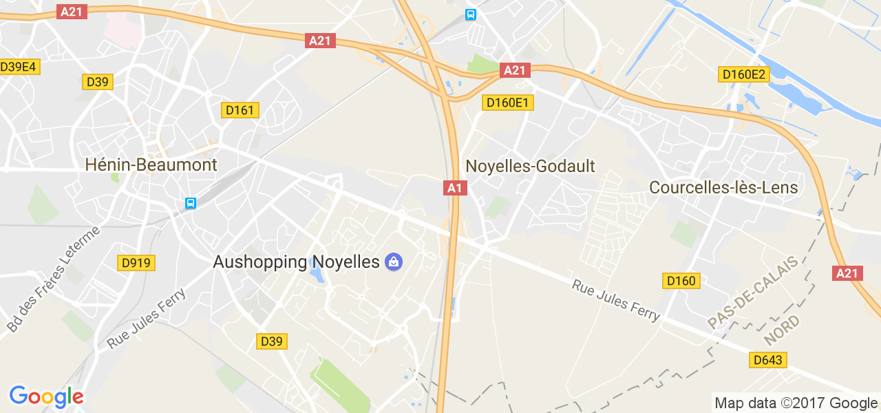 map de la ville de Noyelles-Godault