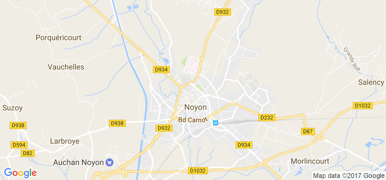 map de la ville de Noyon