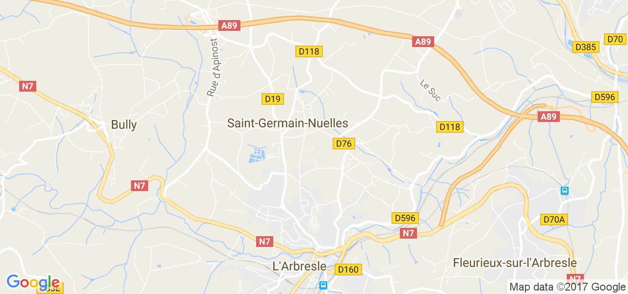 map de la ville de Nuelles