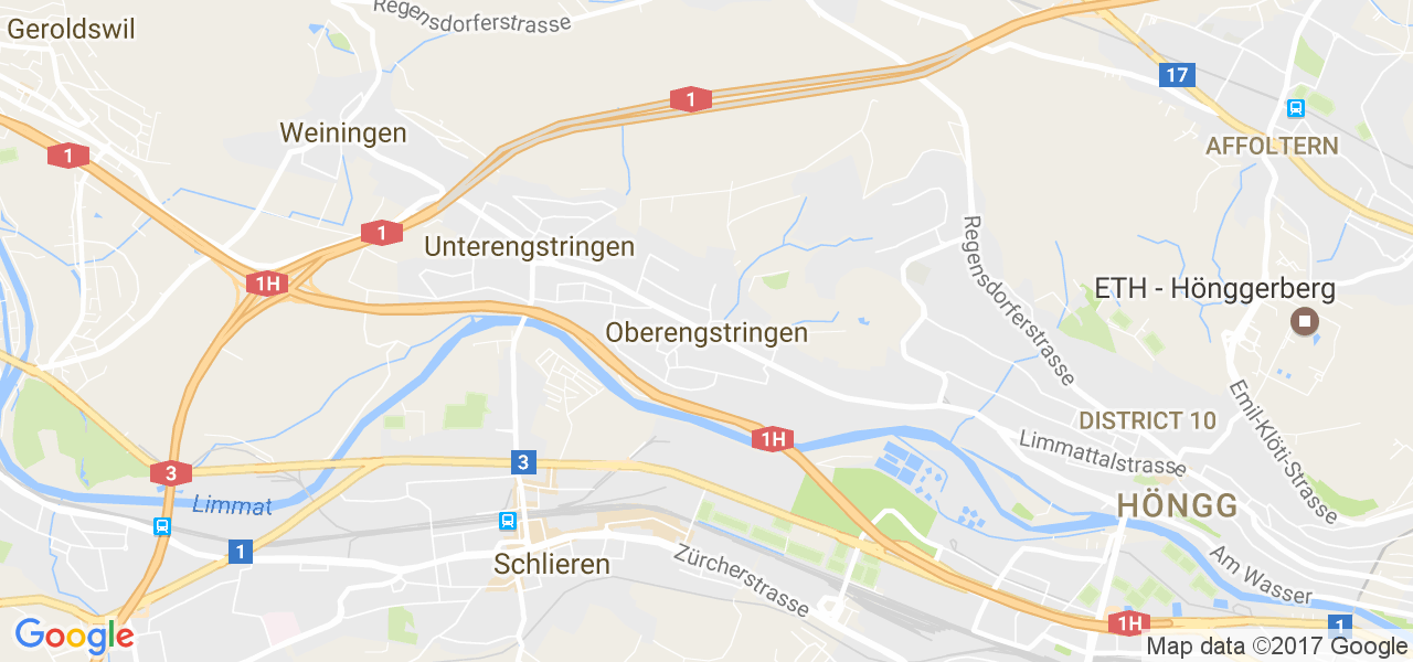 map de la ville de Oberengstringen