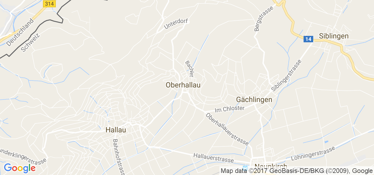 map de la ville de Oberhallau