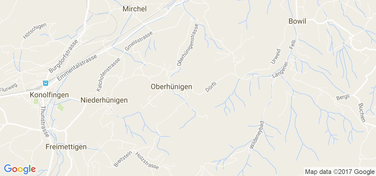 map de la ville de Oberhünigen