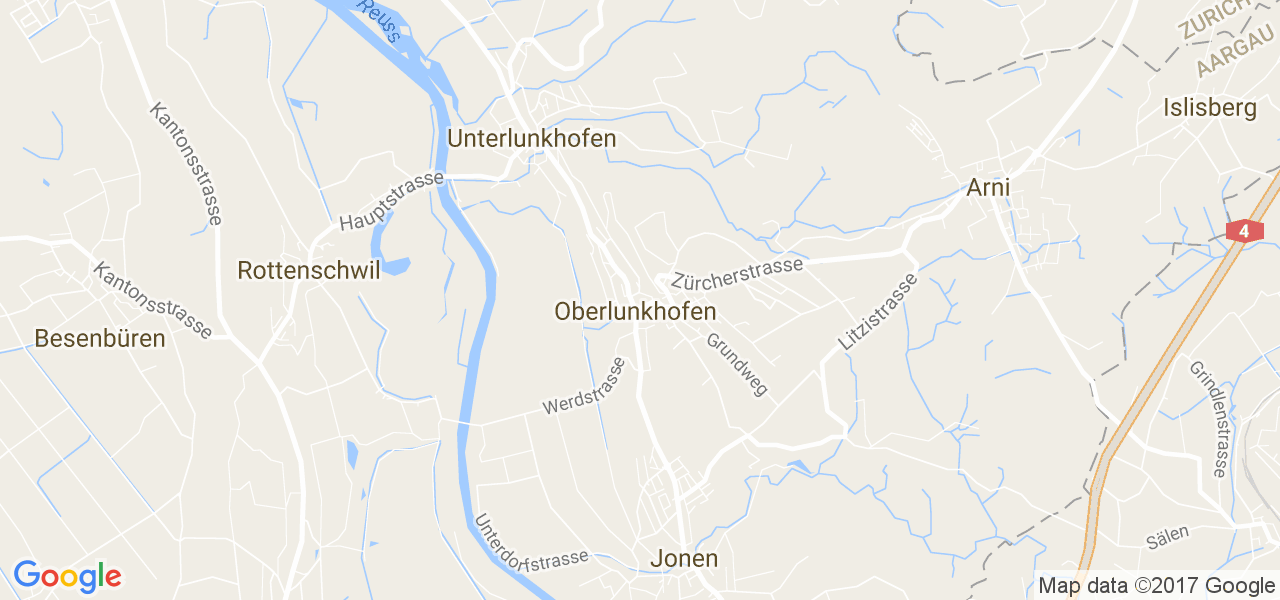 map de la ville de Oberlunkhofen