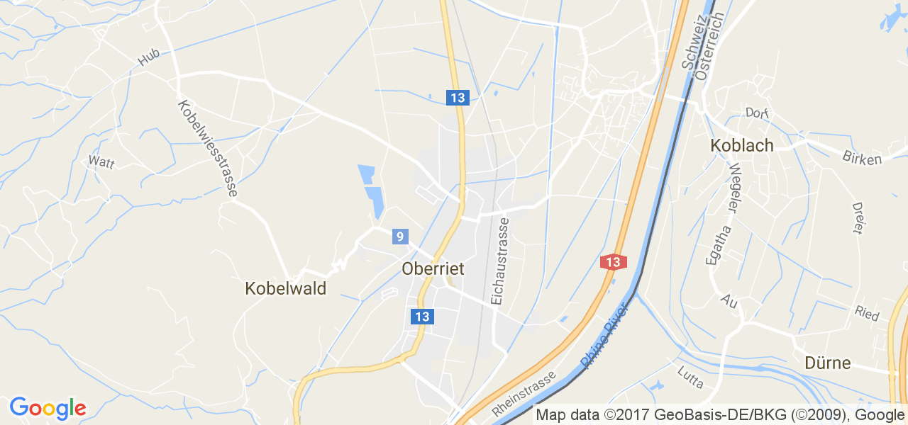 map de la ville de Oberriet