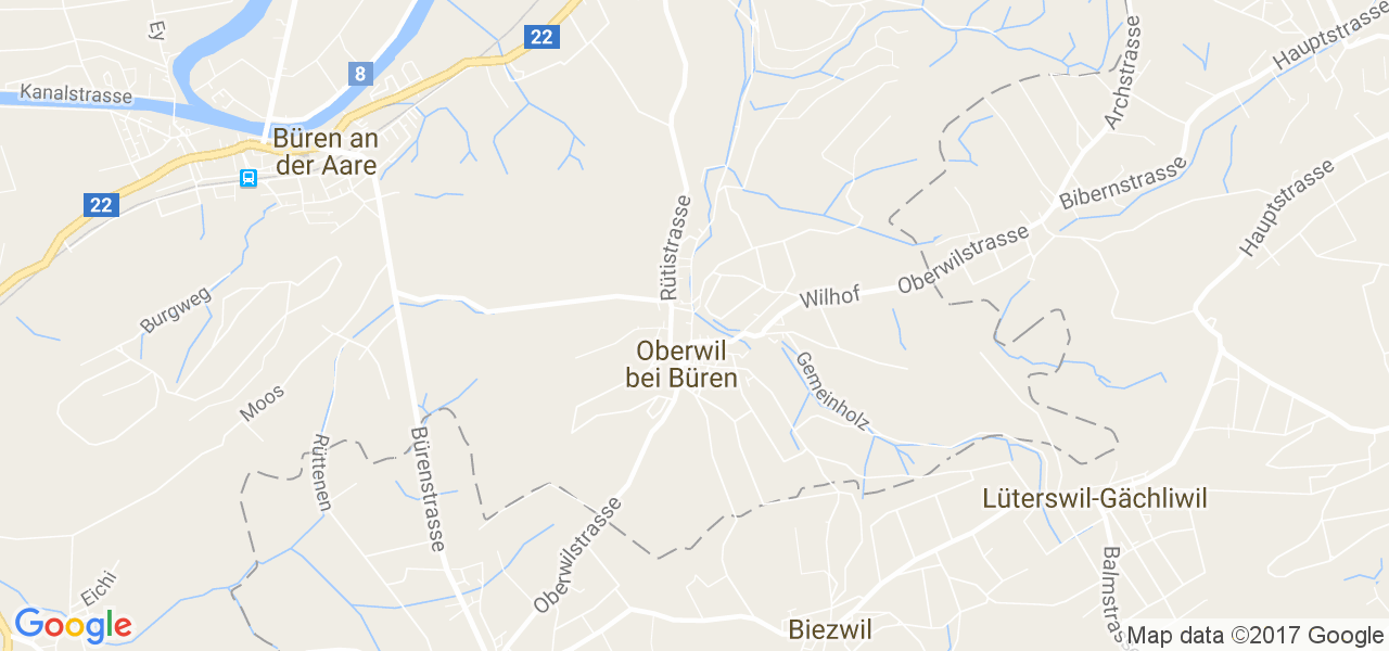 map de la ville de Oberwil bei Büren