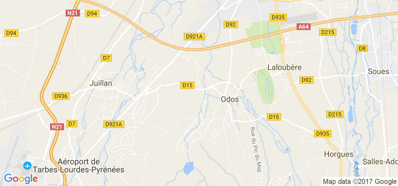 map de la ville de Odos