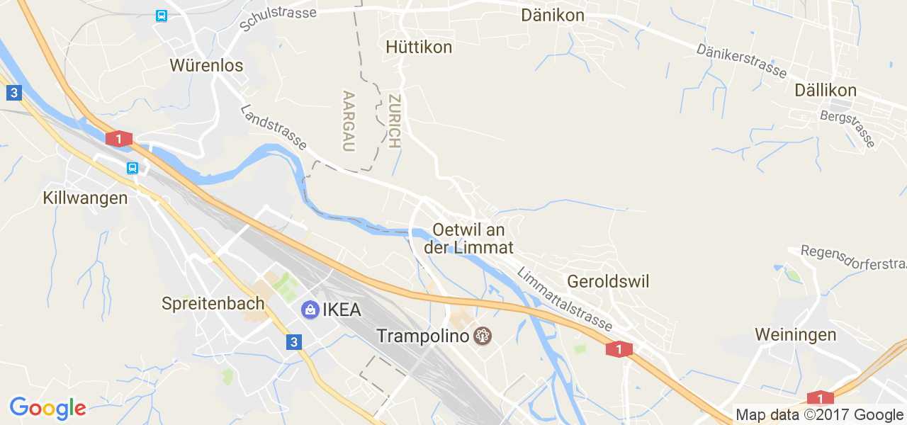 map de la ville de Oetwil an der Limmat