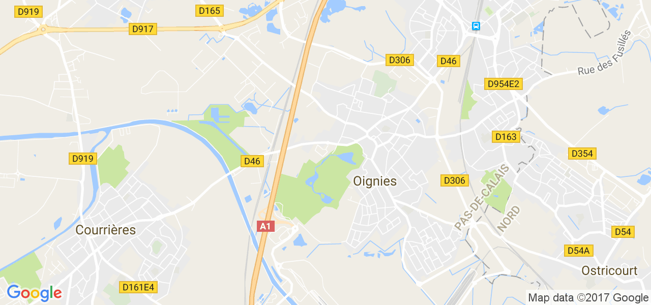 map de la ville de Oignies