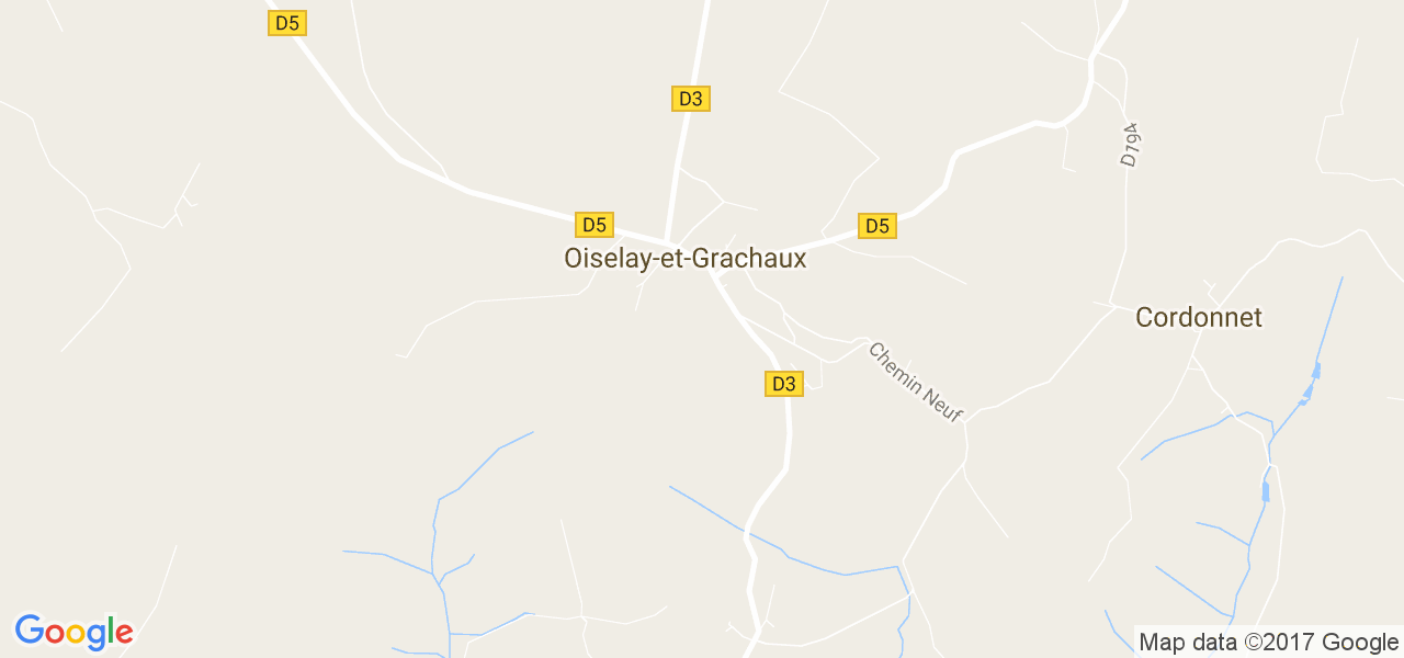 map de la ville de Oiselay-et-Grachaux