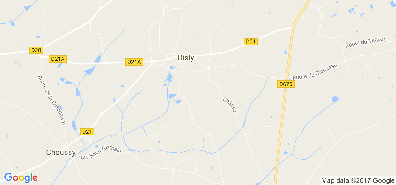 map de la ville de Oisly