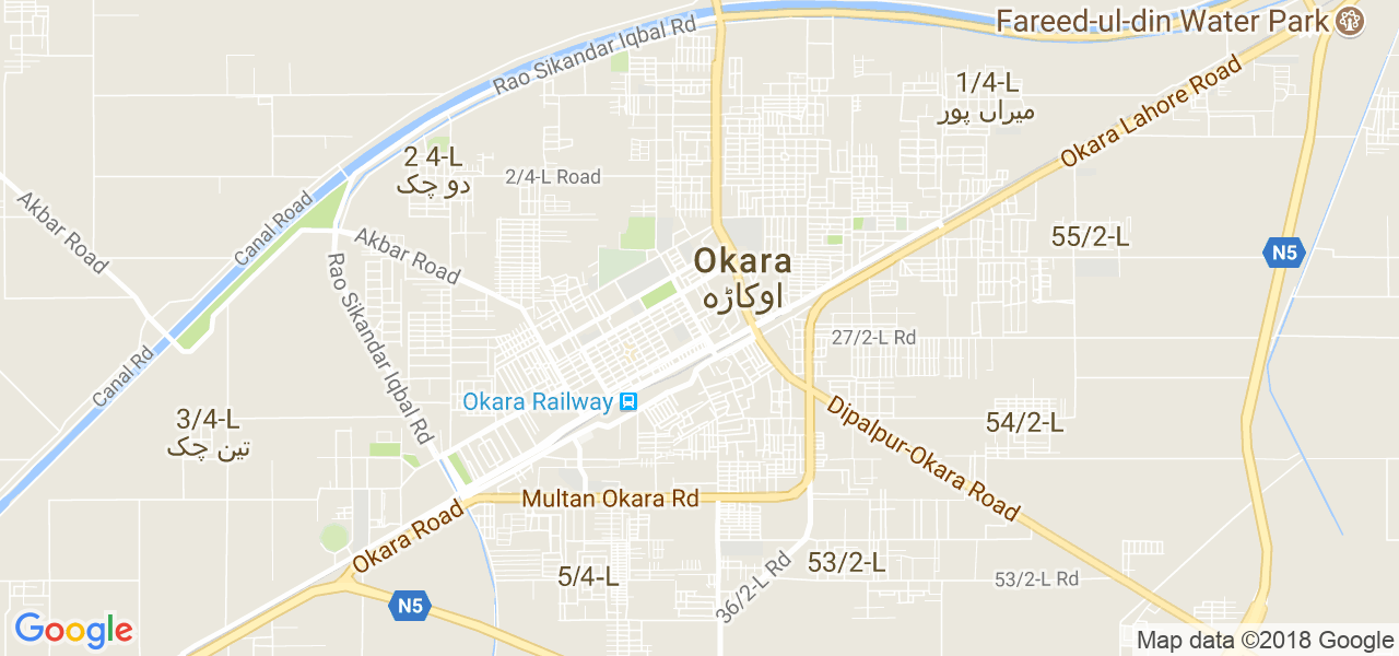 map of the city of Okara