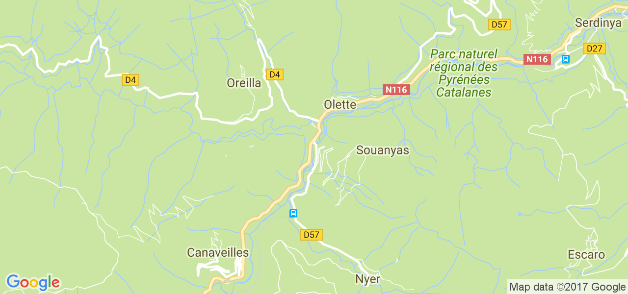 map de la ville de Olette