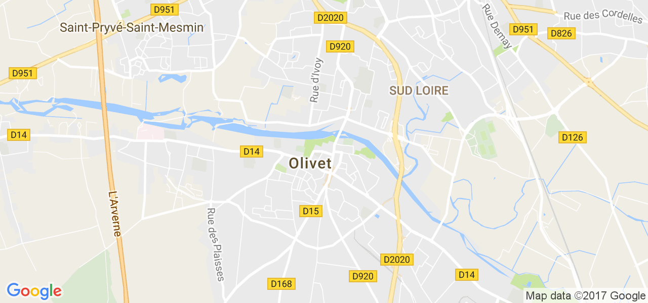 map de la ville de Olivet