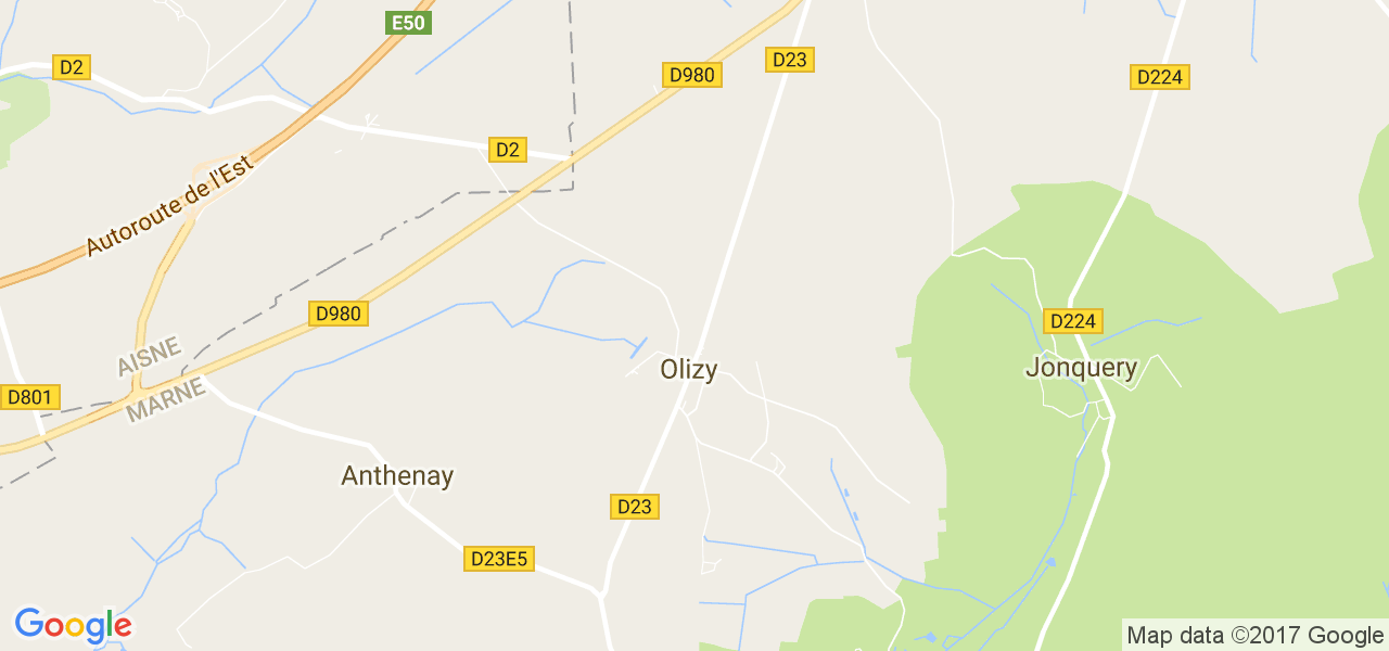 map de la ville de Olizy