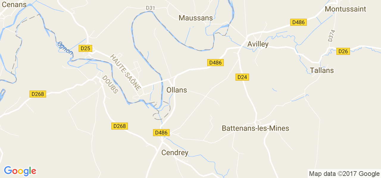 map de la ville de Ollans