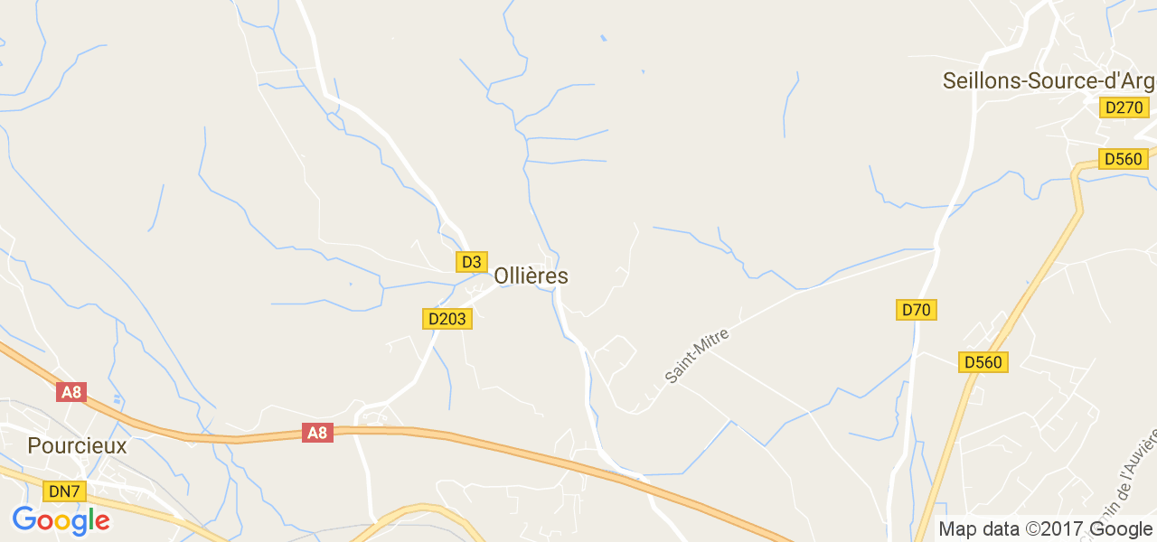 map de la ville de Ollières