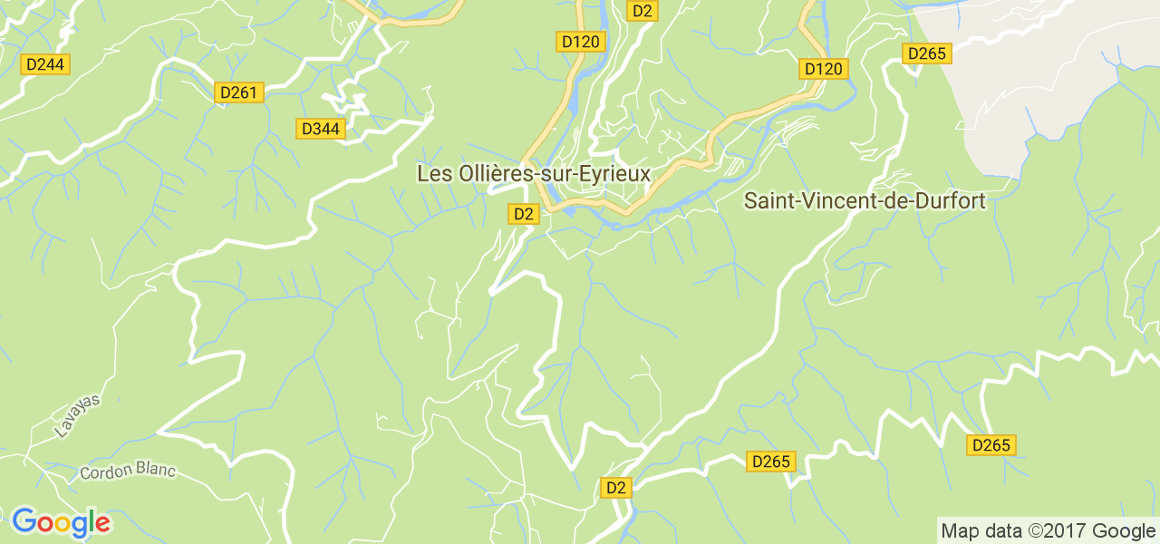 map de la ville de Ollières-sur-Eyrieux