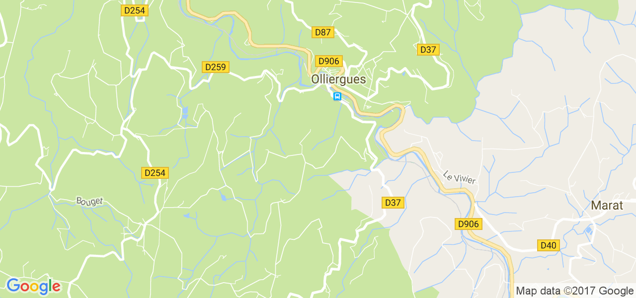 map de la ville de Olliergues