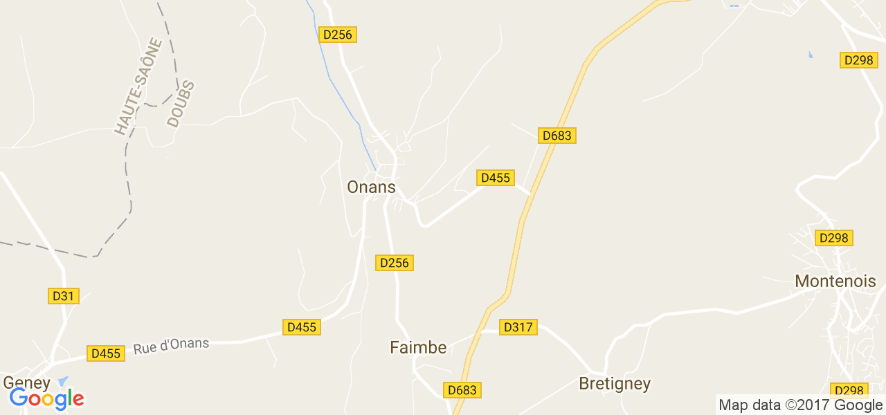 map de la ville de Onans