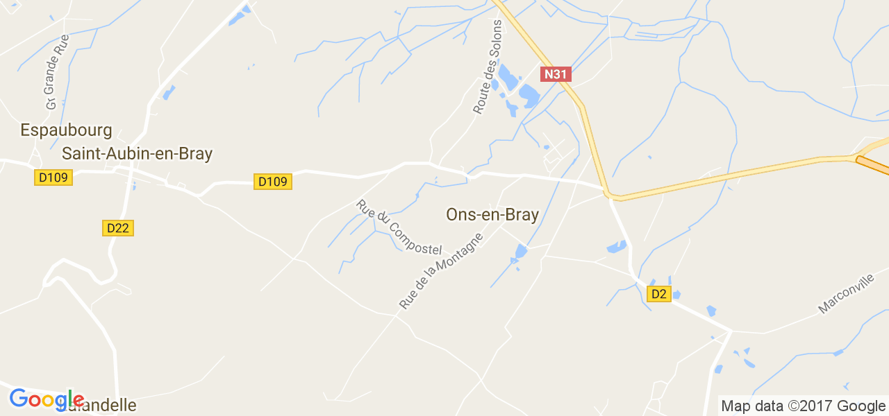 map de la ville de Ons-en-Bray