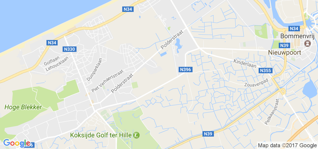 map de la ville de Oostduinkerke