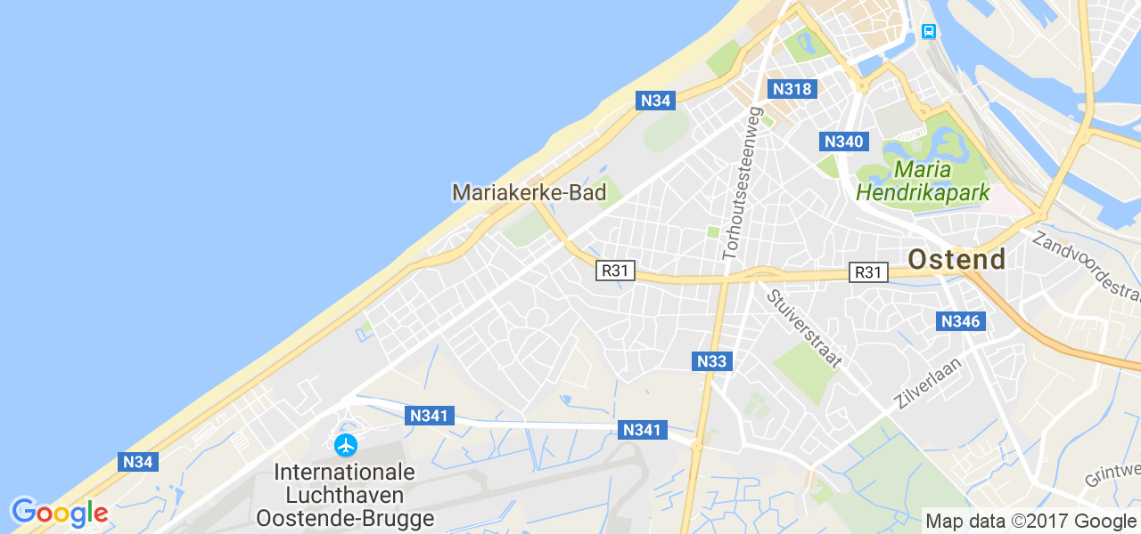 map de la ville de Oostende