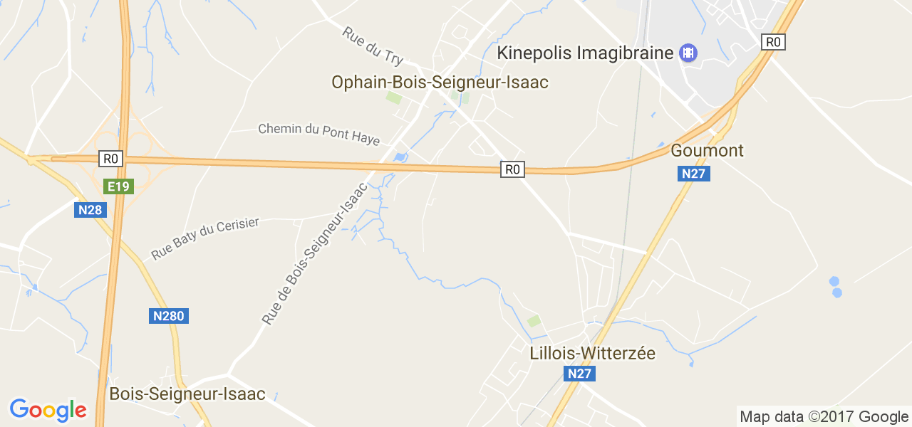 map de la ville de Ophain-Bois-Seigneur-Isaac