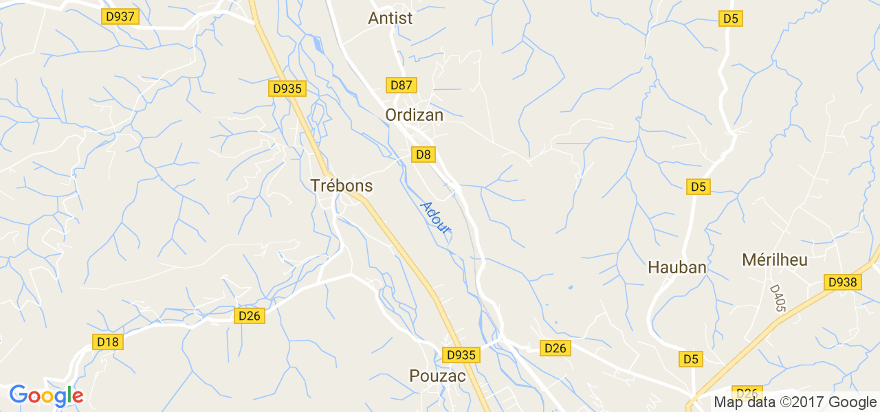 map de la ville de Ordizan