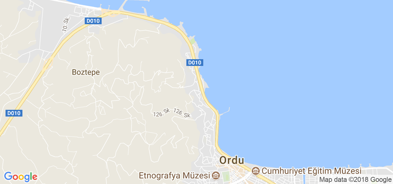 map of the city of Ordu