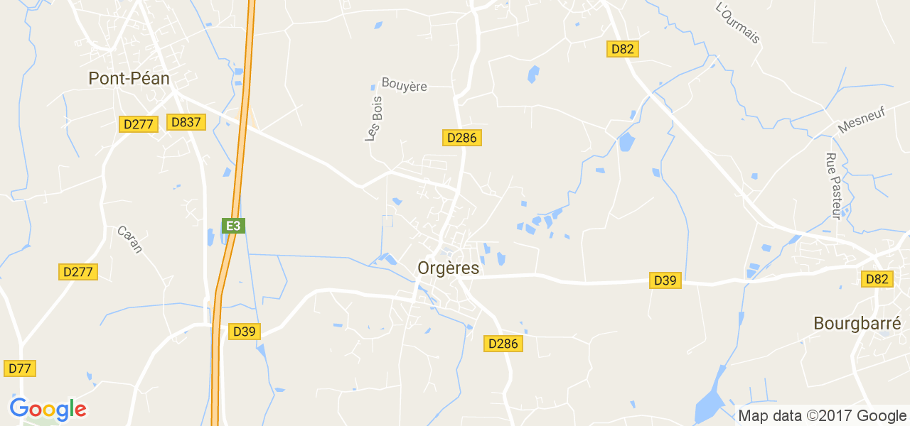 map de la ville de Orgères