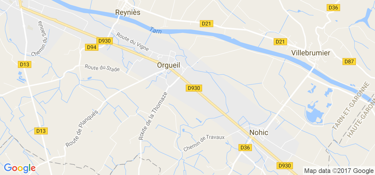 map de la ville de Orgueil