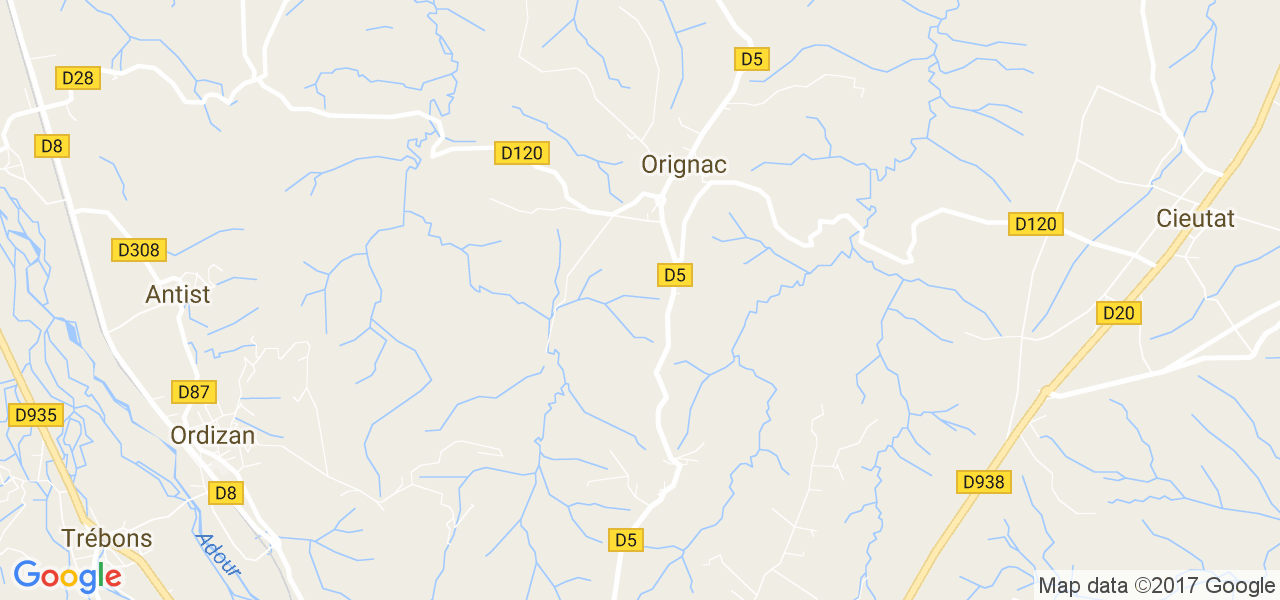 map de la ville de Orignac