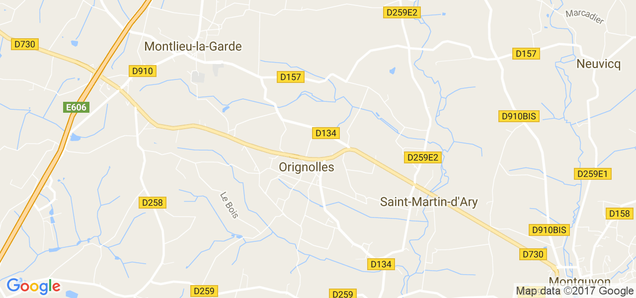 map de la ville de Orignolles