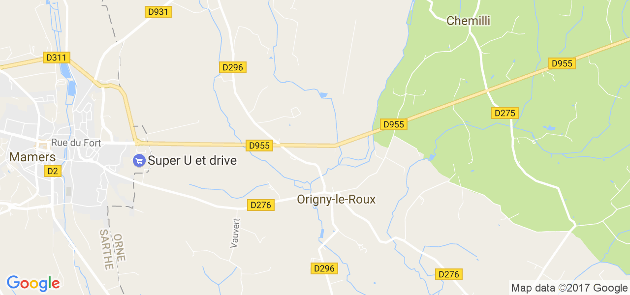 map de la ville de Origny-le-Roux