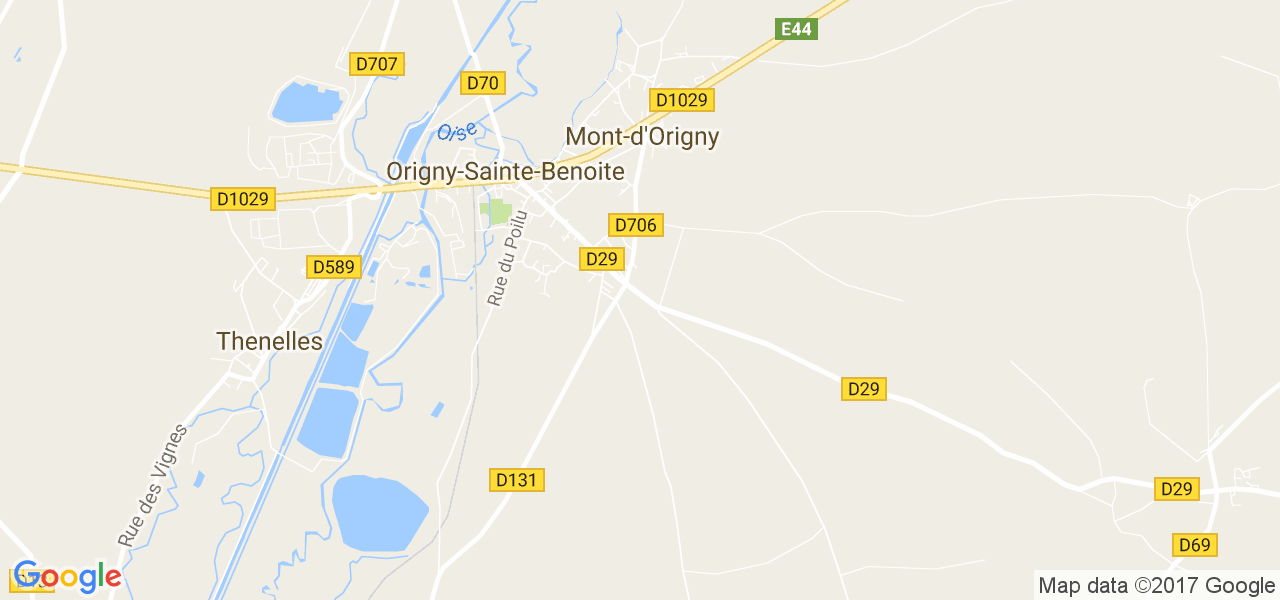 map de la ville de Origny-Sainte-Benoite