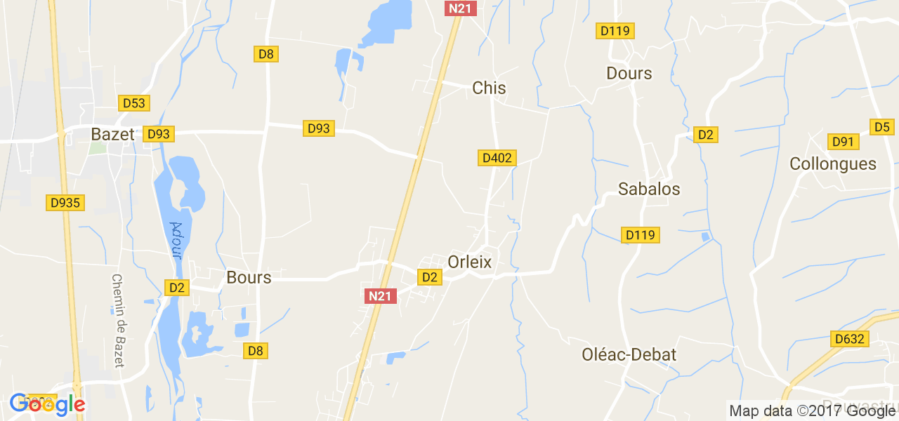 map de la ville de Orleix