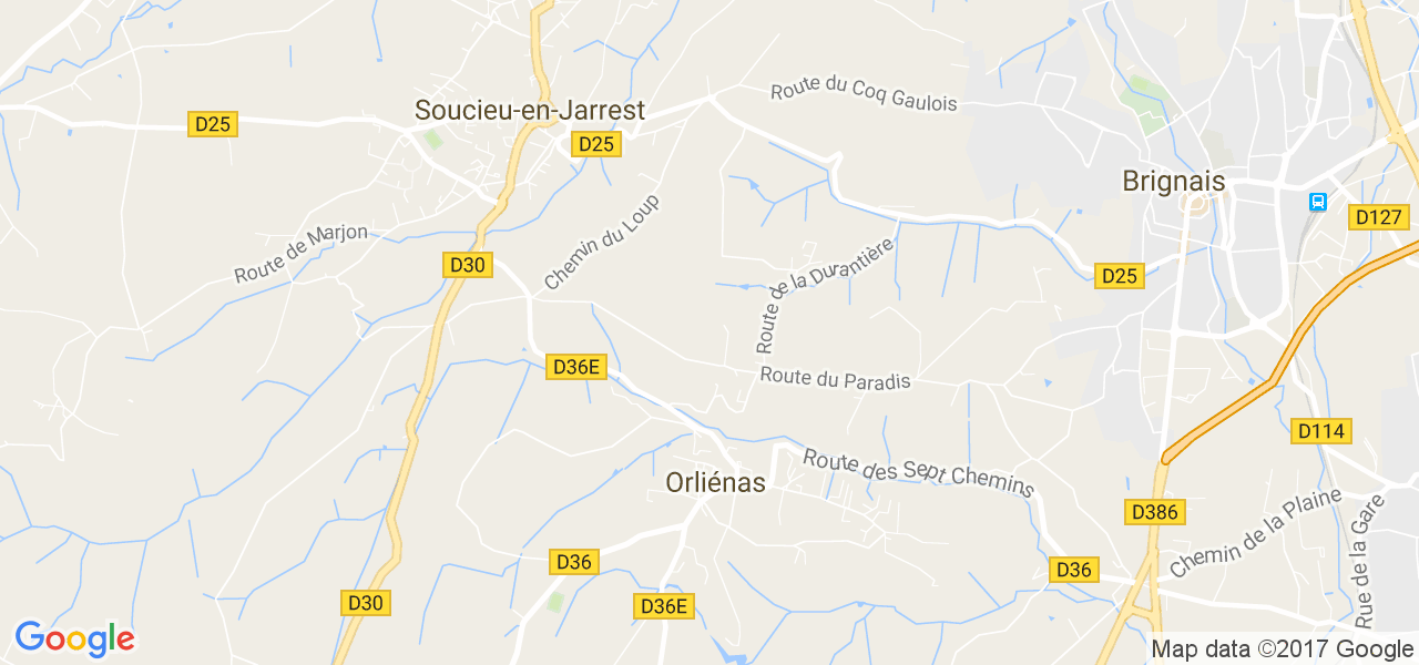 map de la ville de Orliénas