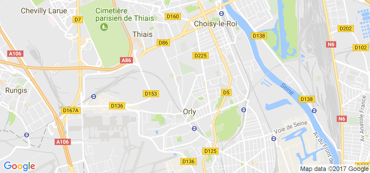 map de la ville de Orly