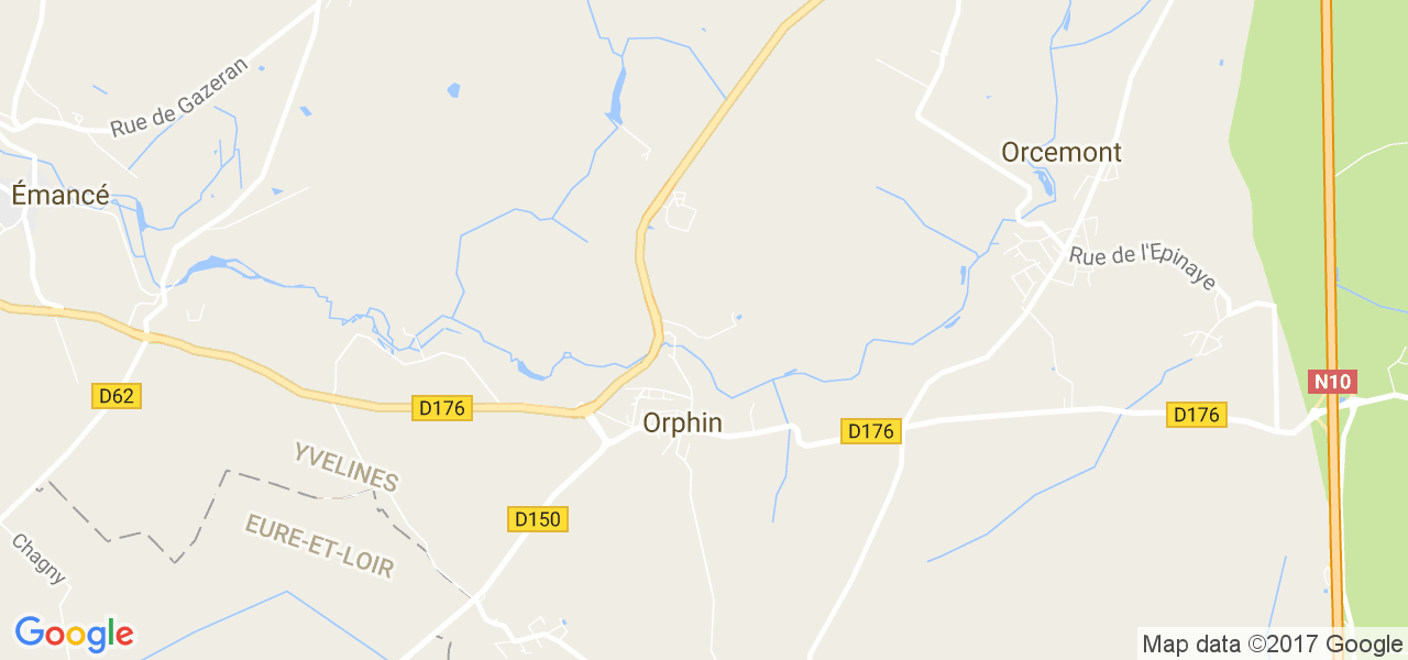 map de la ville de Orphin